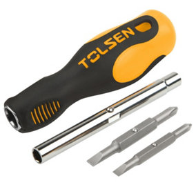 Tolsen Tools Screwdriver 2 Way Ph/Flat 6-in-1