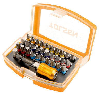 Tolsen Tools Screwdriver Bit Set 32Pc (30Pcs Bits,1xAdapt,1x Qck Release)