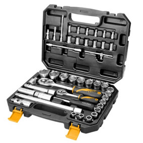 Tolsen Tools Socket Set 1/4" 4-14mm & 1/2" 10-32mm 43Pc Industrial
