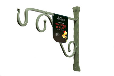 Tom Chambers Heavy Duty Handcrafted Metal 35cm Sage Green Twisted Wall Bracket Hook For Hanging Basket Planter Bird Feeder