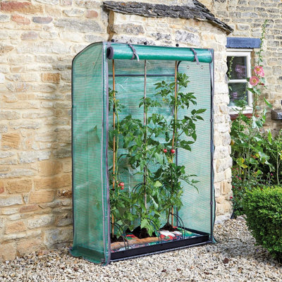 Tomato GroZone Mini Greenhouse with Steel Frame, PE Cover, Vent Holes & Zip Up Front Panel - Measures H150 x W100 x D41cm