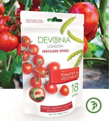 Tomato & Vegetable Plant Feed Fertiliser / Fertilizer 18x Sticks Slow-Release Plant Food Spikes by Devonia