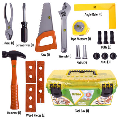 Tomy John Deere Kids Tool Box Playset - Toy Tools with Hammer, Saw ...