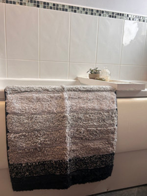Tonal Stripe Bathmat 46x76cm Black and Grey