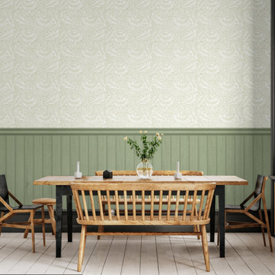 Tongue And Groove Fern- Sage (10m Wallpaper)