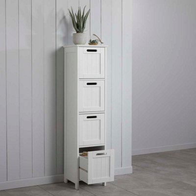 Tongue & Groove 4 Drawer Bathroom Unit in White