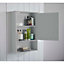 Tongue & Groove Single Mirror Bathroom Storage Cabinet in Grey
