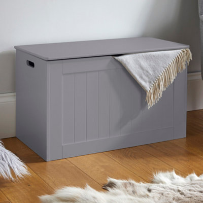 Tongue & Groove Wooden Storage Blanket Box in White