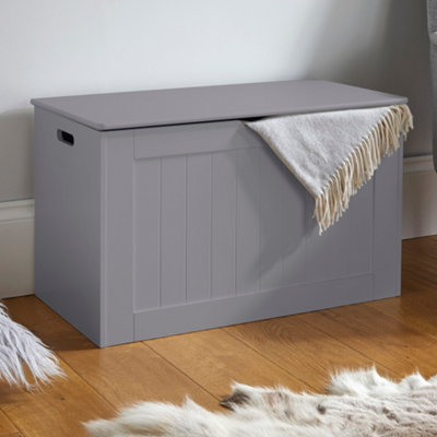 Grey wooden blanket box hotsell