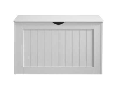 Tongue & Groove Wooden Storage Blanket Box in White