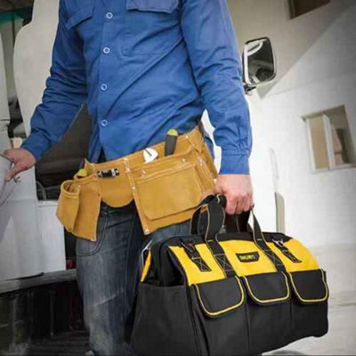 Tool Bag, Heavy duty fabric, Hard base, Shoulder strap, 20 inch