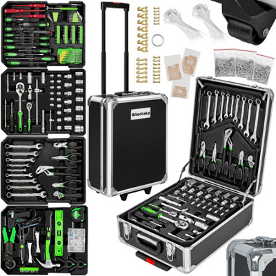 Tool Box - 1200 piece tool set, clear arrangement on 4 levels, with wheels - black