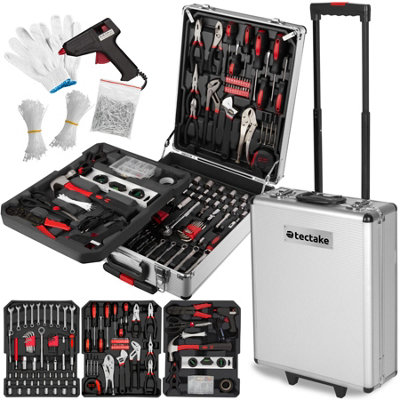 Tool Box - 799 piece tool set including gloves, 3 levels, with wheels - black