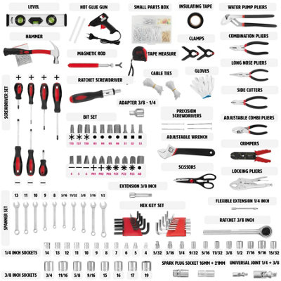 Tool Box - 799 piece tool set including gloves, 3 levels, with wheels ...