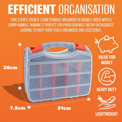 Tool Box Bits 2 Sided Storage 30 Compartments Case Organise Diy Assorted New - 4