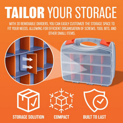 Tool Box Bits 2 Sided Storage 30 Compartments Case Organise Diy Assorted New - 5