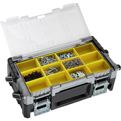 Tool box Bob with practical carry handle and snap closures - black/yellow