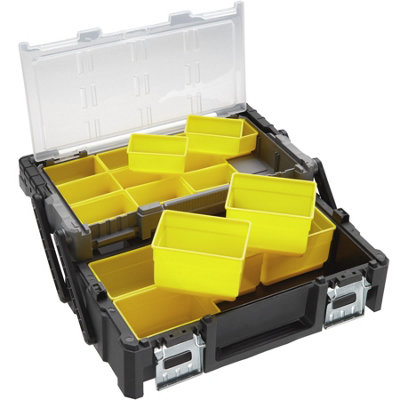 Tool box Bob with practical carry handle and snap closures - black/yellow