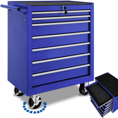 Tool Chest - 7 drawers, 4 wheels, central locking  - blue
