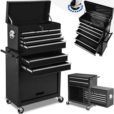Tool Chest - 8 drawers, 4 wheels, multiple layouts, lockable  - black