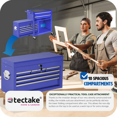 Tool Chest - 8 drawers, 4 wheels, multiple layouts, lockable  - blue