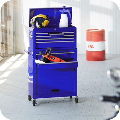 Tool Chest - 8 drawers, 4 wheels, multiple layouts, lockable  - blue