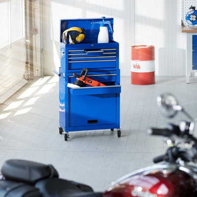 Tool Chest - 8 drawers, 4 wheels, multiple layouts, lockable  - blue