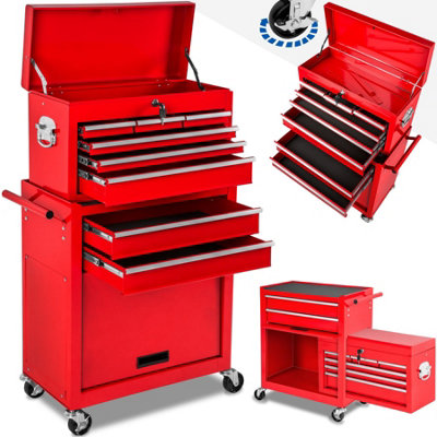 Tool Chest - 8 drawers, 4 wheels, multiple layouts, lockable  - red