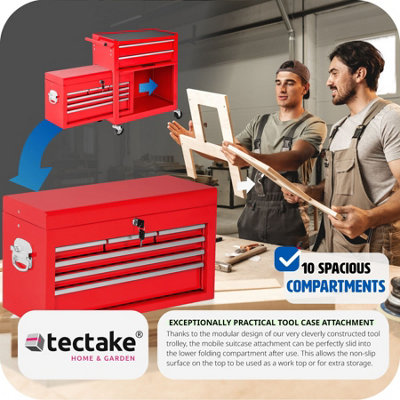 Tool Chest - 8 drawers, 4 wheels, multiple layouts, lockable  - red