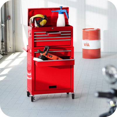 Tool Chest - 8 drawers, 4 wheels, multiple layouts, lockable  - red