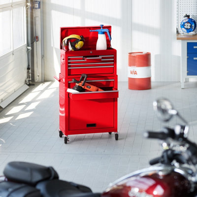 Tool Chest - 8 drawers, 4 wheels, multiple layouts, lockable  - red