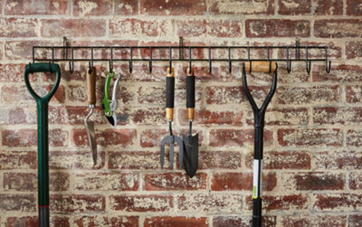 Tool & Garden Storage Rack - Metal Wall Hanging Shed Hooks For