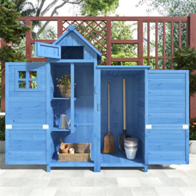 Tool Shed, Garden Cupboard, Tool Shed, Tool Cupboard, Weatherproof, Wood, Blue, PVC Roof