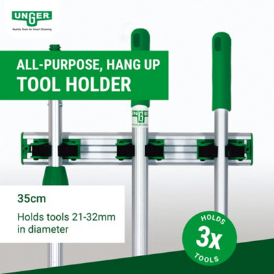 Tool Storage Hang Up Organiser & Pole Holder - 35cm Wall Mounted Rack - Hold & Arrange 3 Tools - by UNGER