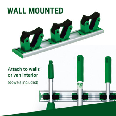 Tool Storage Hang Up Organiser & Pole Holder - 35cm Wall Mounted Rack - Hold & Arrange 3 Tools - by UNGER - 5