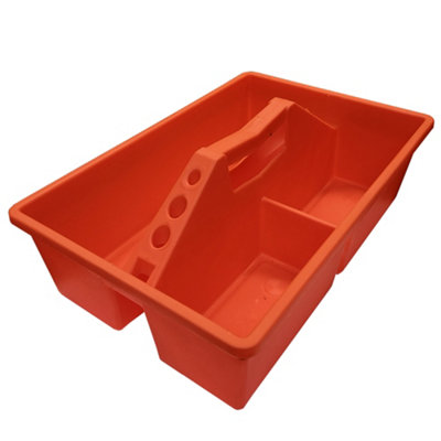 Toolbox Caddy Tote Tray 15 inch Tool Caddy Carrying Case with Handle and Tool Holders - Orange