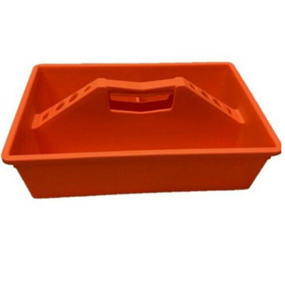 Toolbox Caddy Tote Tray 15 inch Tool Caddy Carrying Case with Handle and Tool Holders - Orange