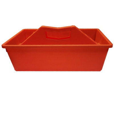 Toolbox Caddy Tote Tray 15 inch Tool Caddy Carrying Case with Handle and Tool Holders - Orange