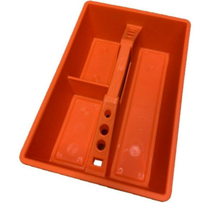 Toolbox Caddy Tote Tray 15 inch Tool Caddy Carrying Case with Handle and Tool Holders - Orange
