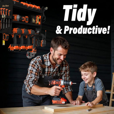 Toolganize Power Tool Organiser, Storage Rack with Power Strip Charging ...