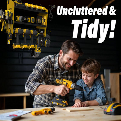 Toolganize Power Tool Organiser, Storage Rack with Power Strip Charging ...
