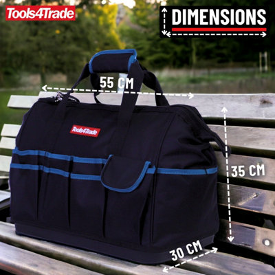 Tools4Trade 18" Tool Bag with Multi-Pockets & Hard Base - Blue