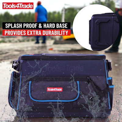 Tools4Trade 20" Heavy-Duty Tool Bag with Multi-Pockets & Hard Base - Blue