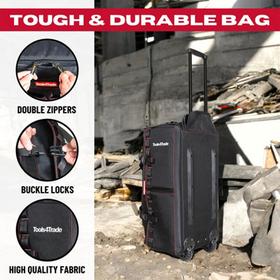 Tools4Trade Black 26 Inch Heavy Duty Tool Bag with Wheels & Telescopic ...