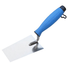 Toolty Bucket Trowel with Rubber Handle 130mm Stainless Steel for Scooping and Scraping Mortar Cement Plaster Masonry Brickwork