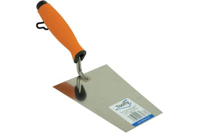 Toolty Bucket Trowel with Rubber Handle 160mm Stainless Steel for Scooping and Scraping Mortar Cement Plaster Masonry Brickwork