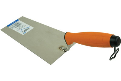 Toolty Bucket Trowel with Rubber Handle 180mm Stainless Steel for Scooping and Scraping Mortar Cement Plaster Masonry Brickwork