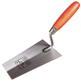 Toolty Bucket Trowel with Wooden Handle 130mm Grinded Carbon Steel for Brickwork and Plastering Rendering Masonry DIY