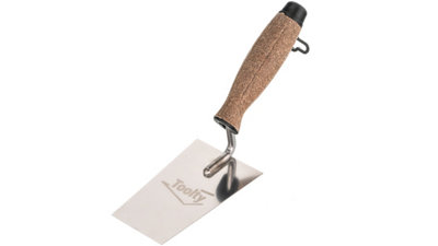 Toolty Bucket Trowel with Wooden Handle 130mm Stainless Steel for Scooping and Scraping Mortar Cement Plaster Masonry Brickwork K