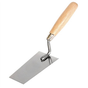 Toolty Bucket Trowel with Wooden Handle 130mm Stainless Steel for Scooping and Scraping Mortar Cement Plaster Masonry Brickwork